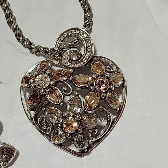 Brighton Garden of Dreams neutral tones silver plated heart necklace - Picture 1 of 5